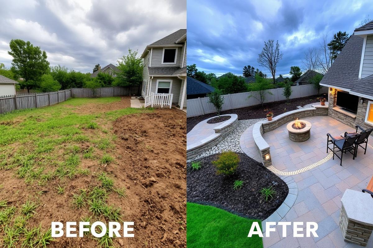 Backyard before and after transformation